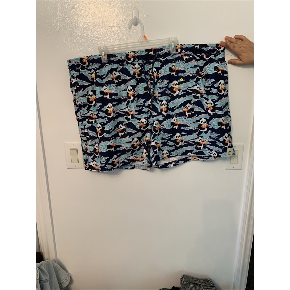No Boundaries Men Swim Trunks Panda Water Gun Shorts Size 3XL 48-50 NWT 6in